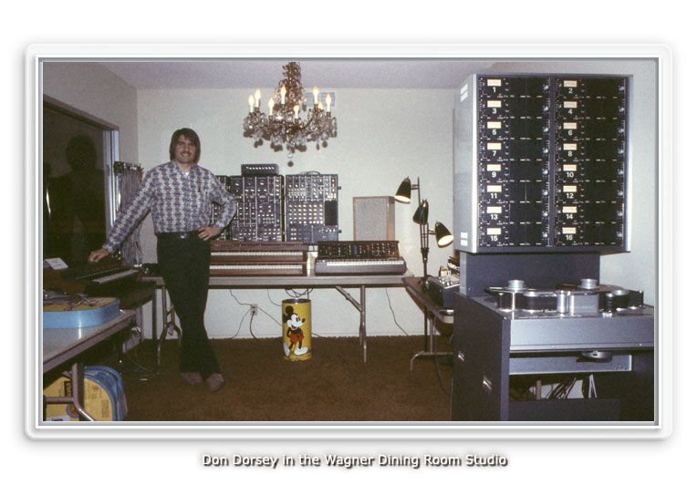 Don Dorsey at his keyboard rig in the dining-room studio in Anaheim