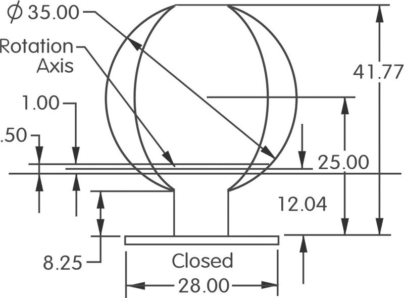 Engineering drawing of the Earth Globe showing its 28-foot diameter and rotation axis