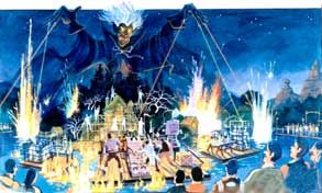 Chernabog rising above the Rivers of America in Fantasmic!